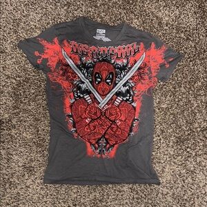 Gray and Red Deadpool "affliction" styled T-Shirt